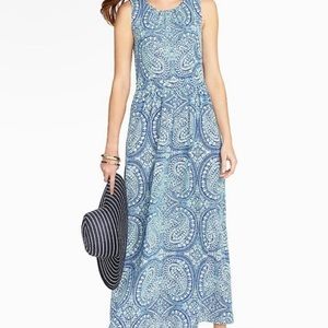 Talbots Blue Paisley Floral Maxi Dress Size 10 Sleeveless Sundress